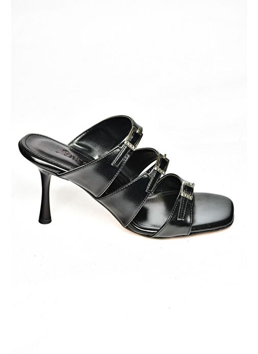 S518200409 Siyah İnce Topuklu Kadın Terlik - Görsel 8