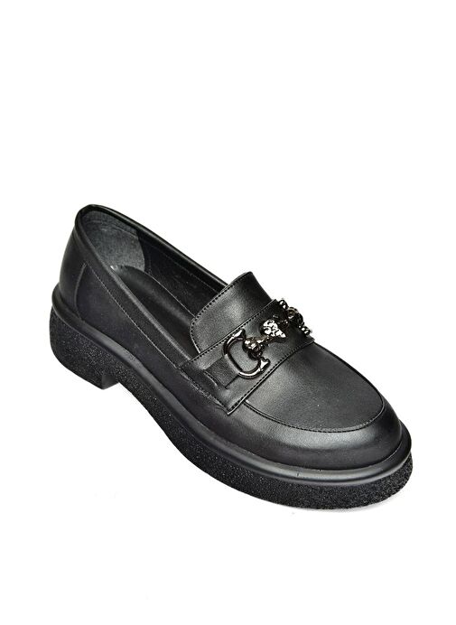 S996613009 Siyah Kalın Tabanlı Makosen Ayakkabı - Görsel 7