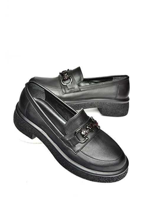 S996613009 Siyah Kalın Tabanlı Makosen Ayakkabı - Görsel 9