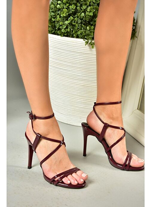 S997066308 Bordo Rugan İnce Topuklu Kadın Abiye Ayakkabı - Görsel 3