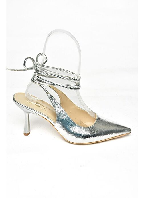 S369751108 Gümüş Rugan Bilekten Bağlamalı Topuklu Ayakkabı - Görsel 6