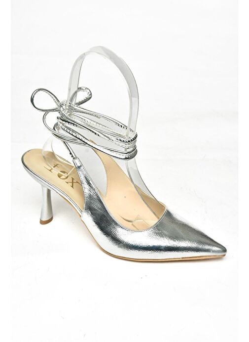 S369751108 Gümüş Rugan Bilekten Bağlamalı Topuklu Ayakkabı - Görsel 7