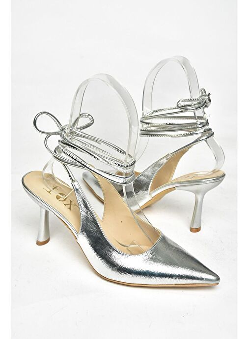 S369751108 Gümüş Rugan Bilekten Bağlamalı Topuklu Ayakkabı - Görsel 8