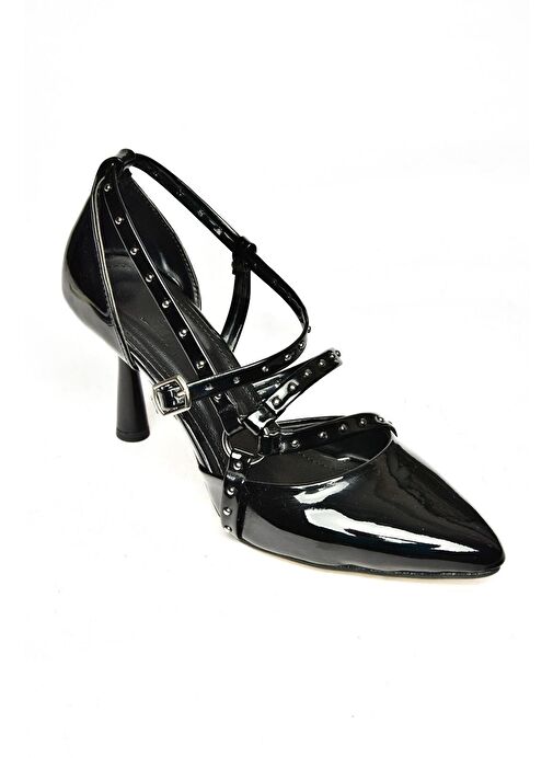 S518203308 Siyah Rugan İnce Topuklu Kadın Ayakkabı - Görsel 6