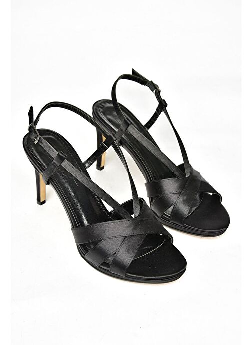 S569714304 Siyah Kumaş İnce Topuklu Kadın Ayakkabı - Görsel 9