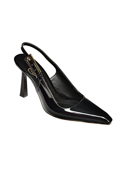 S752084908 Siyah Rugan Kalın Topuklu Kadın Ayakkabı - Görsel 9