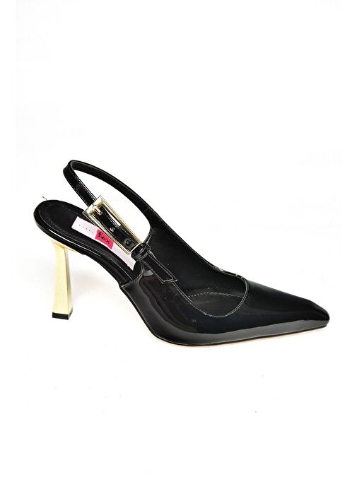 S752098708 Siyah Rugan Kalın Topuklu Kadın Ayakkabı - Görsel 7
