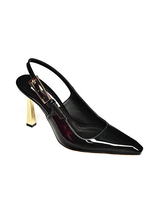 S752098708 Siyah Rugan Kalın Topuklu Kadın Ayakkabı - Görsel 8