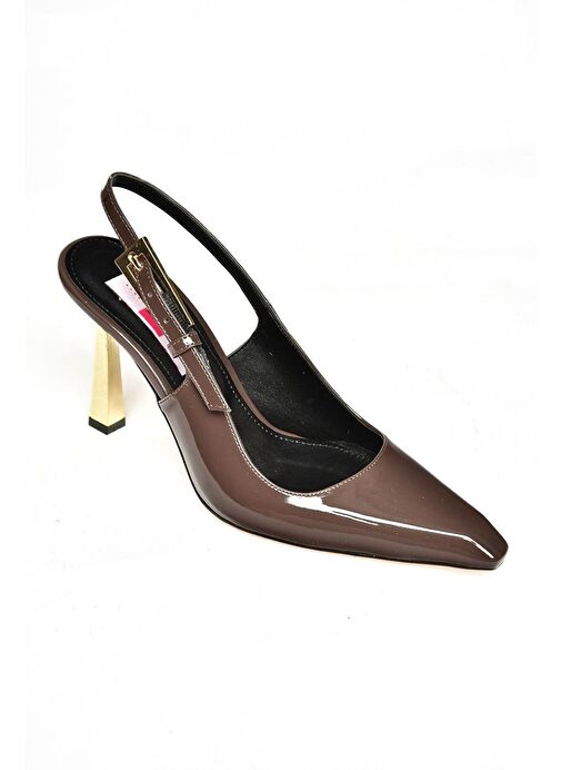 S752098708 Kahverengi Rugan Kalın Topuklu Kadın Ayakkabı - Görsel 5