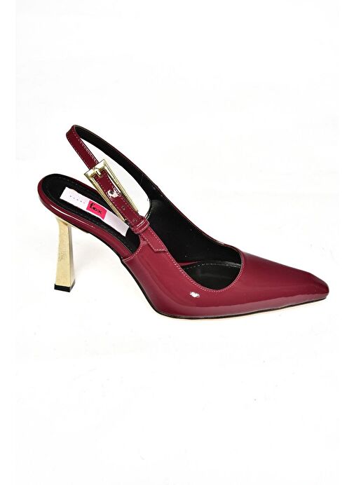 S752098708 Bordo Rugan Kalın Topuklu Kadın Ayakkabı - Görsel 6