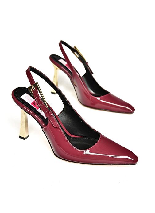 S752098708 Bordo Rugan Kalın Topuklu Kadın Ayakkabı - Görsel 7