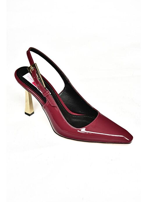 S752098708 Bordo Rugan Kalın Topuklu Kadın Ayakkabı - Görsel 9