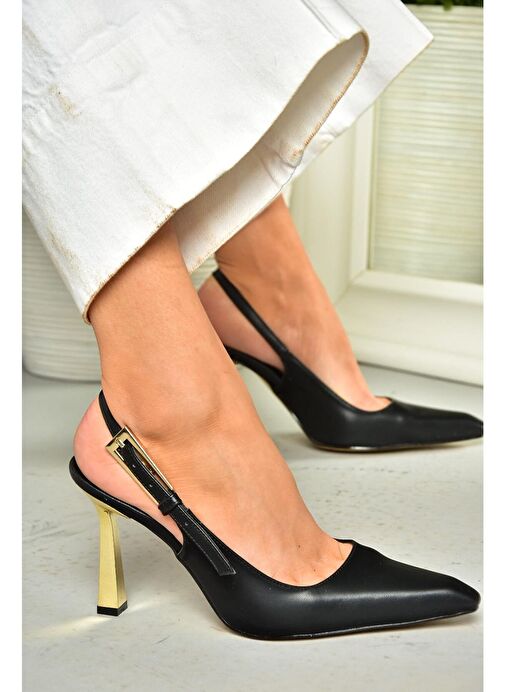 S752098709 Siyah Kalın Topuklu Kadın Ayakkabı - Görsel 2