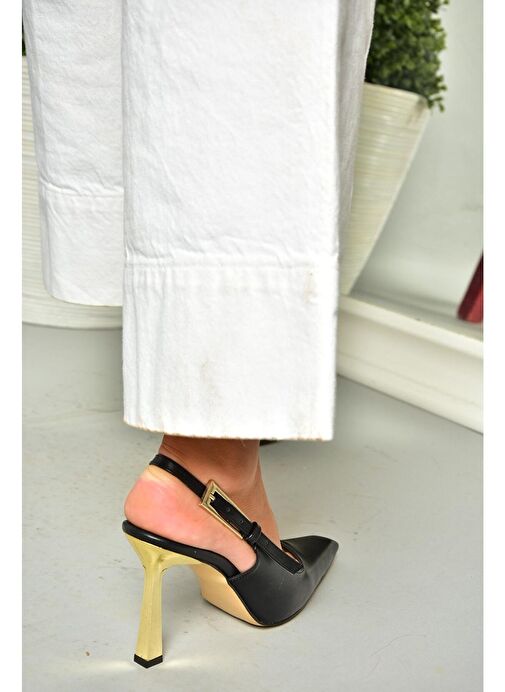 S752098709 Siyah Kalın Topuklu Kadın Ayakkabı - Görsel 5
