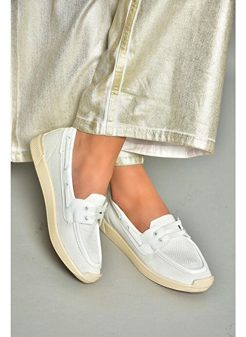 S374610304 Beyaz Kumaş Günlük Kadın Ayakkabı - Görsel 6
