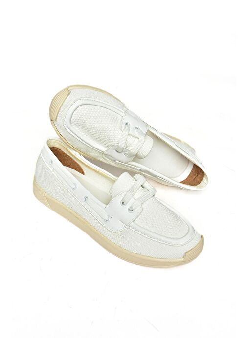 S374610304 Beyaz Kumaş Günlük Kadın Ayakkabı - Görsel 9