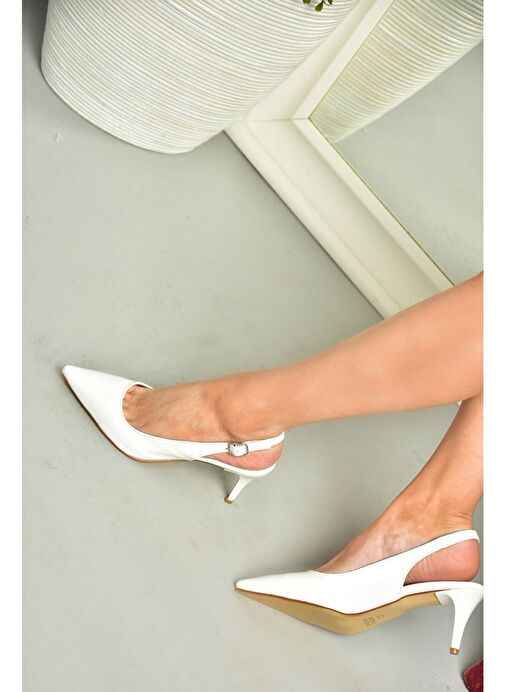 S726566009 Beyaz İnce Topuklu Kadın Ayakkabı - Görsel 2