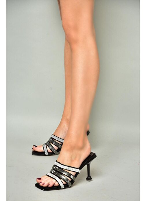 S820130009 Siyah İnce Topuklu Kadın Terlik - Görsel 2