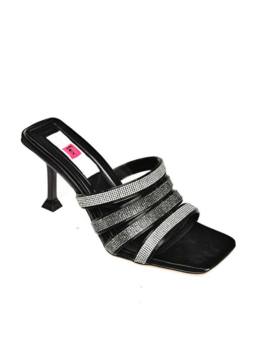 S820130009 Siyah İnce Topuklu Kadın Terlik - Görsel 7