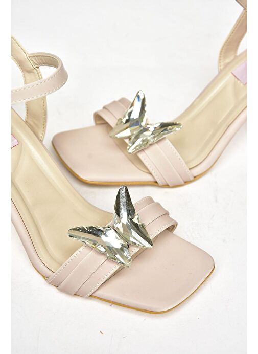 S820207109 Bej Kalın Topuklu Kadın Ayakkabı - Görsel 8