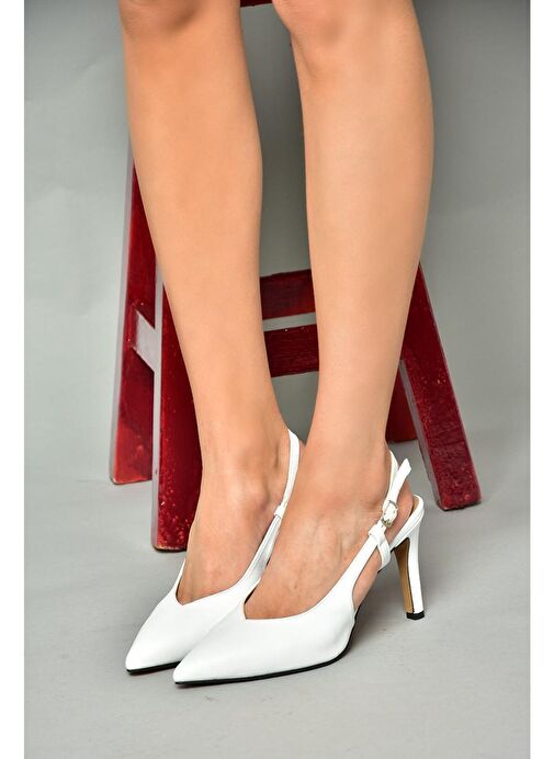 S404410909 Beyaz İnce Topuklu Kadın Ayakkabı - Görsel 5