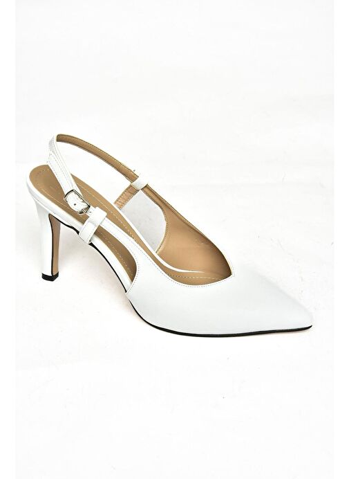 S404410909 Beyaz İnce Topuklu Kadın Ayakkabı - Görsel 7