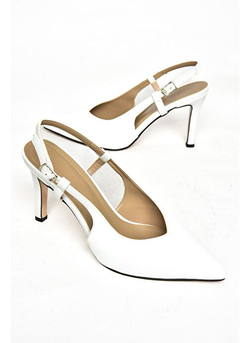 S404410909 Beyaz İnce Topuklu Kadın Ayakkabı - Görsel 8