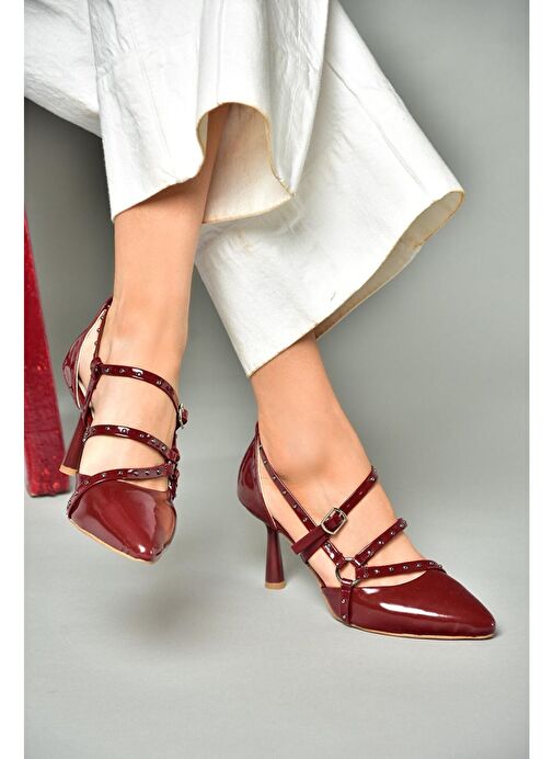 S518203308 Bordo Rugan İnce Topuklu Kadın Ayakkabı - Görsel 2