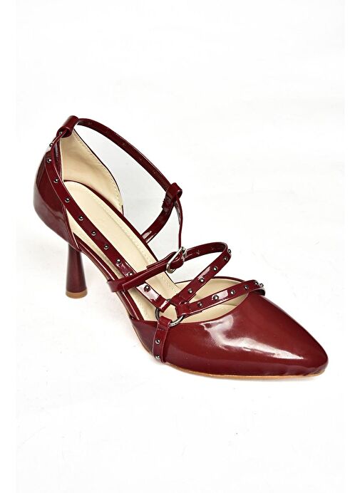 S518203308 Bordo Rugan İnce Topuklu Kadın Ayakkabı - Görsel 8