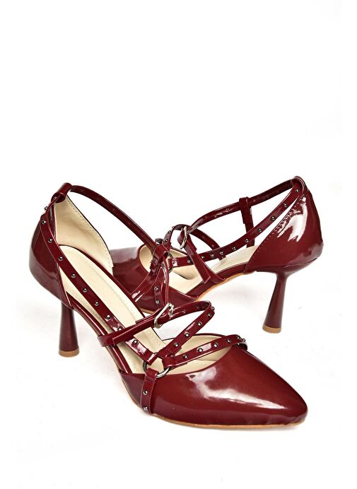 S518203308 Bordo Rugan İnce Topuklu Kadın Ayakkabı - Görsel 9