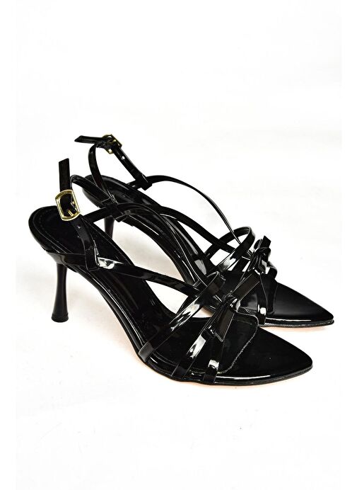 S518303408 Siyah Rugan İnce Topuklu Kadın Ayakkabı - Görsel 8