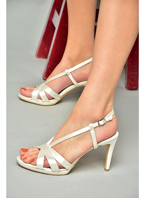 S569714304 Sedef Kumaş İnce Topuklu Kadın Ayakkabı - Görsel 2