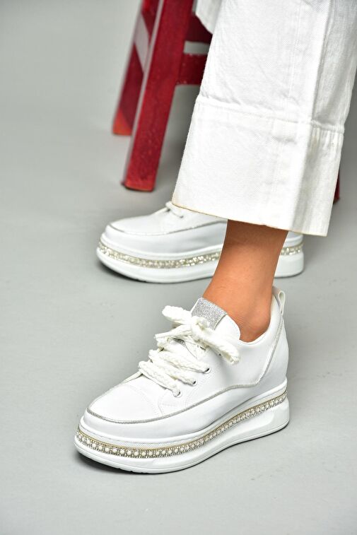 Fox Shoes Fox Shoes S602008704 Beyaz Kumaş Kalın Tabanlı Spor Ayakkabı Sneakers Boyner'de! Beyaz - 3. görsel