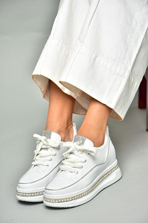 Fox Shoes Fox Shoes S602008704 Beyaz Kumaş Kalın Tabanlı Spor Ayakkabı Sneakers Boyner'de! Beyaz - 5. görsel