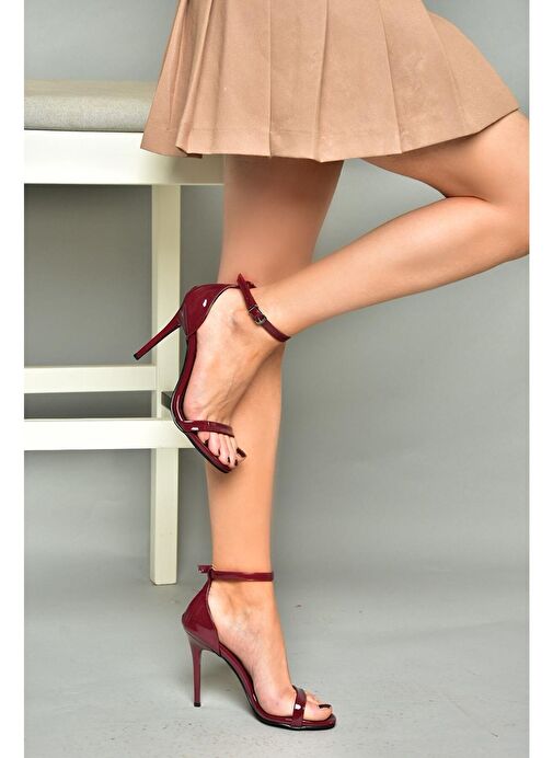 Fox Shoes Bordo Kadın Rugan Topuklu Ayakkabı 12605 - Görsel 3