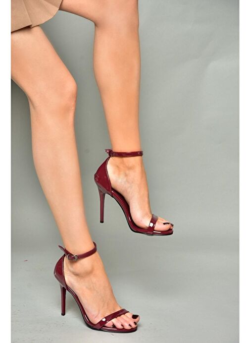 Fox Shoes Bordo Kadın Rugan Topuklu Ayakkabı 12605 - Görsel 4