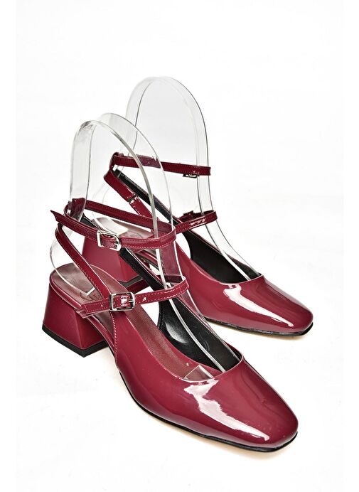 P654137008 Bordo Rugan Mary Jane Alçak Topuklu Kadın Ayakkabı Maryjane - Görsel 6