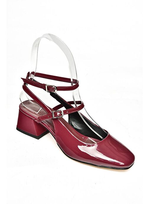 P654137008 Bordo Rugan Mary Jane Alçak Topuklu Kadın Ayakkabı Maryjane - Görsel 7