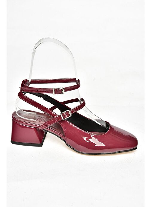 P654137008 Bordo Rugan Mary Jane Alçak Topuklu Kadın Ayakkabı Maryjane - Görsel 8