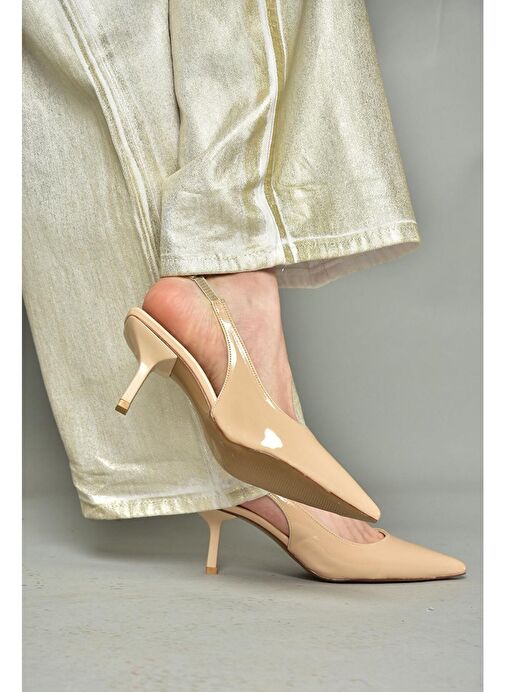 S820860108 Bej Rugan İnce Topuklu Kadın Ayakkabı - Görsel 3