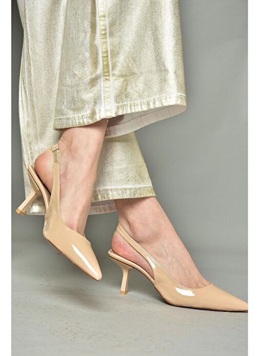 S820860108 Bej Rugan İnce Topuklu Kadın Ayakkabı - Görsel 5
