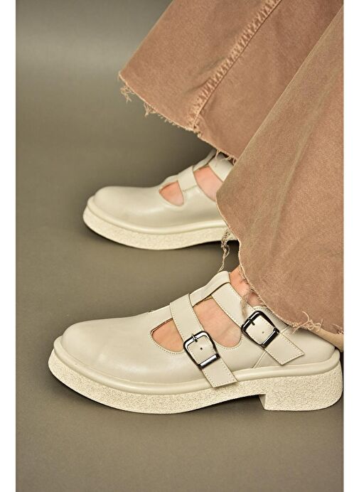 S996019109 Bej Kadın Ayakkabı - Görsel 4