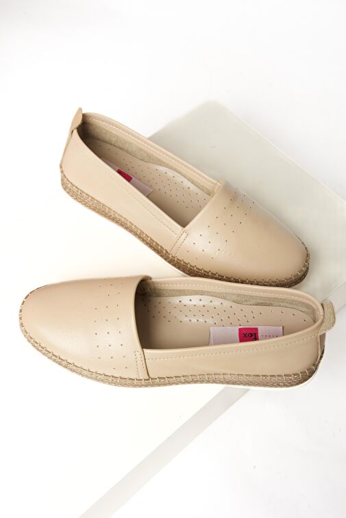 P555002503 Bej Hakiki Deri Günlük Kadın Ayakkabı - Görsel 7