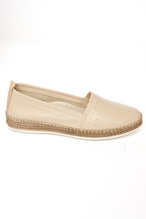 P555002503 Bej Hakiki Deri Günlük Kadın Ayakkabı - Görsel 8