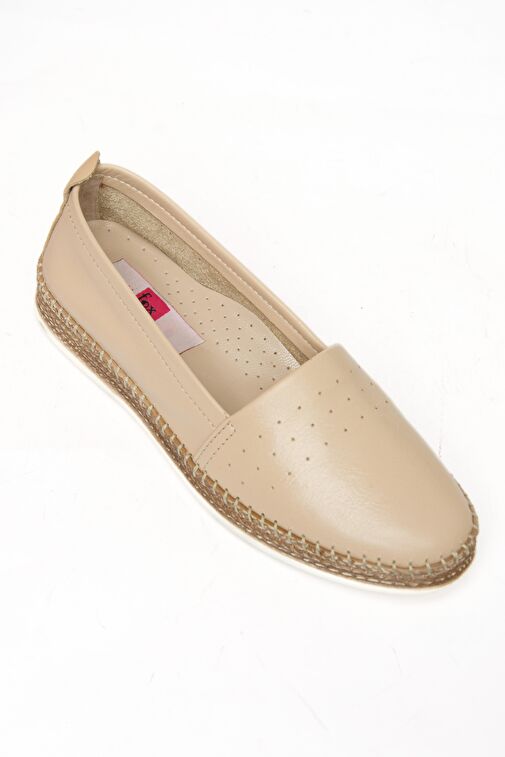 P555002503 Bej Hakiki Deri Günlük Kadın Ayakkabı - Görsel 9