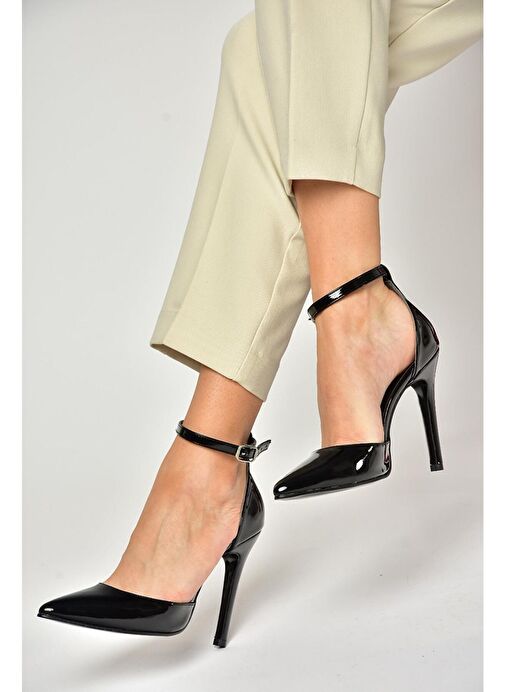 S372664708 Siyah Rugan İnce Topuklu Kadın Ayakkabı - Görsel 3
