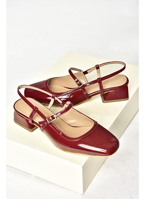 S472572608 Bordo Rugan Kalın Topuklu Kadın Ayakkabı - Görsel 8