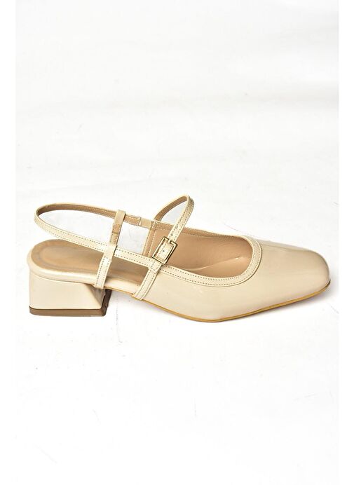 S472572608 Bej Rugan Kalın Topuklu Kadın Ayakkabı - Görsel 6