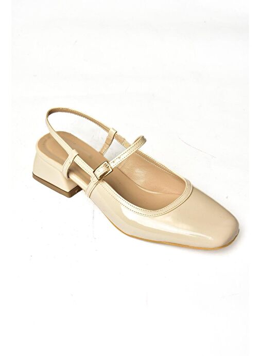 S472572608 Bej Rugan Kalın Topuklu Kadın Ayakkabı - Görsel 7