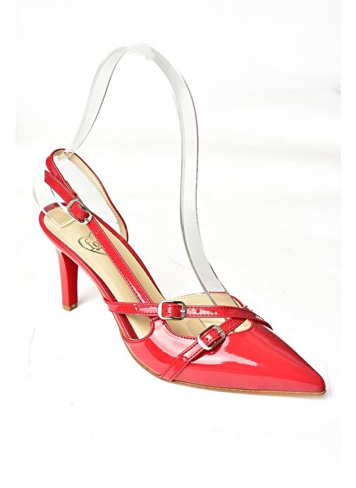 S654071908 Kırmızı Rugan Kısa Topuklu Kadın Ayakkabı - Görsel 9